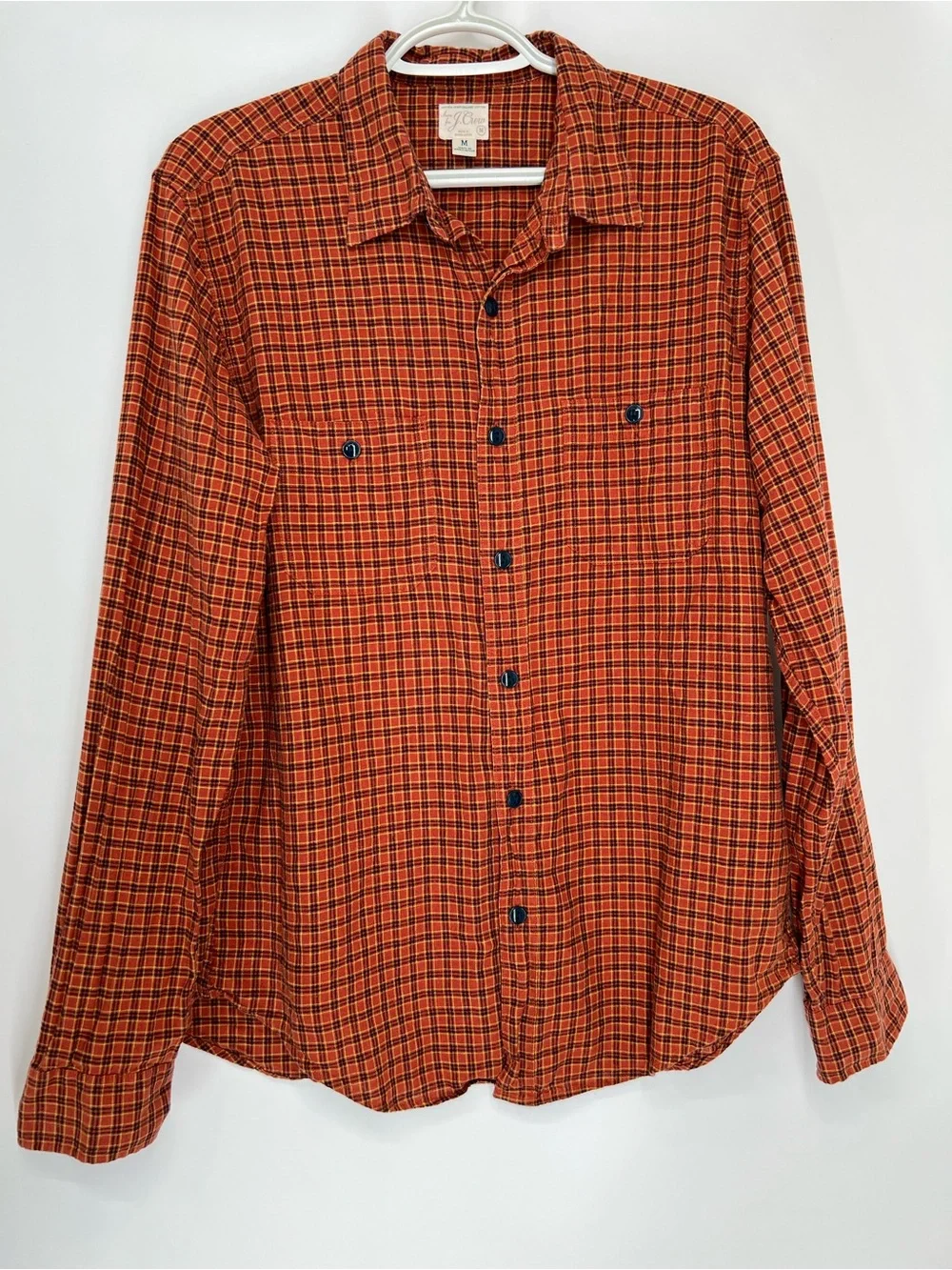 J. Crew Orange and Black Plaid Button-Down Shirt